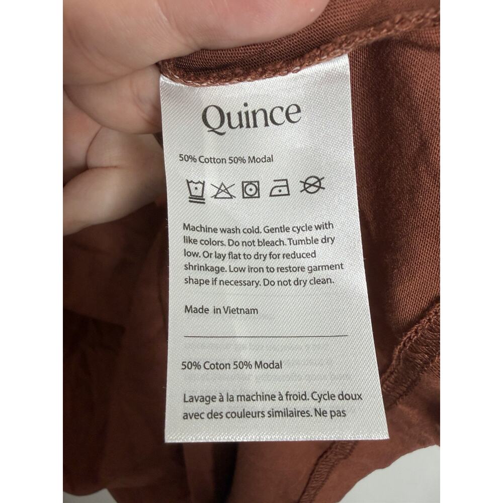 Quince Women Cotton Modal Relaxed Long Sleeve Tee Sleeved Top Brown M - Picture 4 of 5
